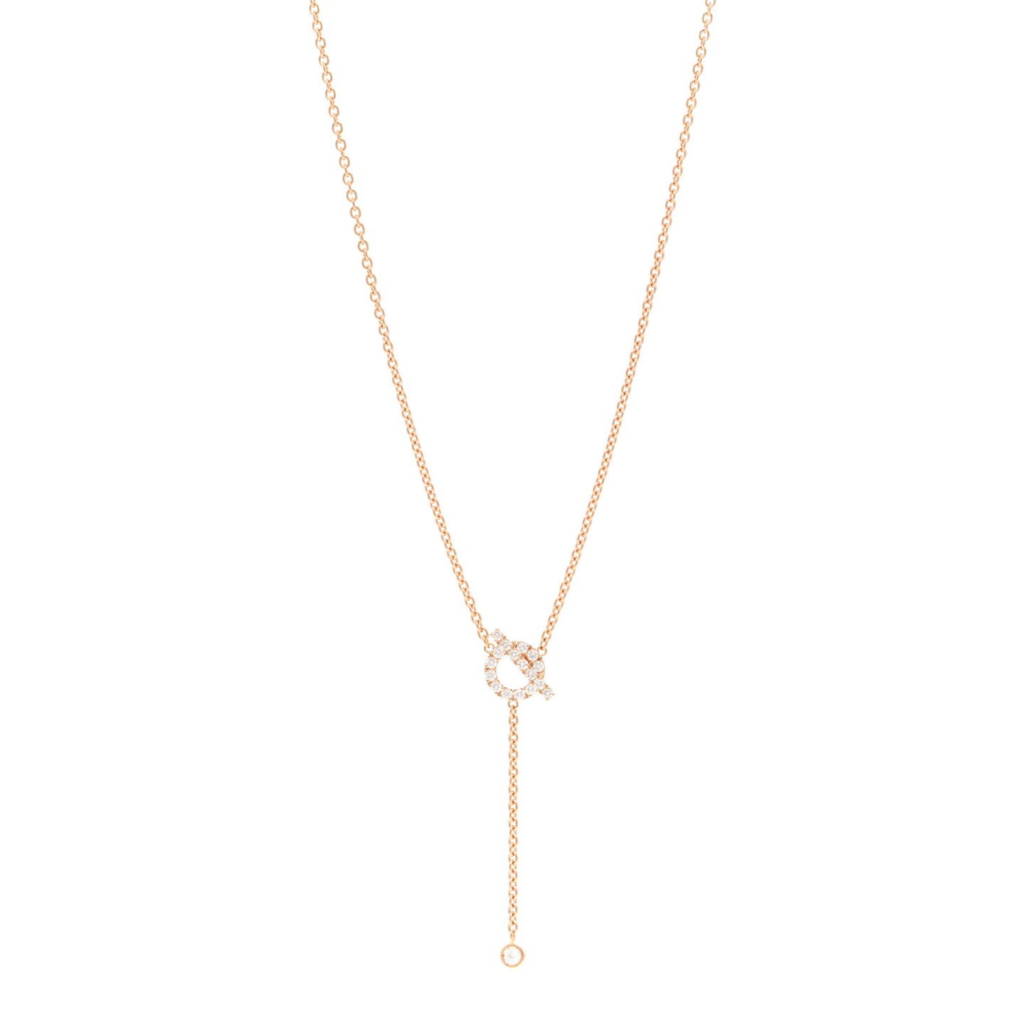 18K Rose Gold Diamond Finesse Lariat Necklace