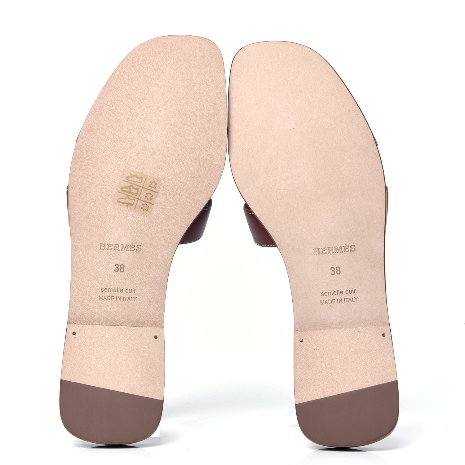 Hermes Box Calfskin Oran Sandals 38 Gold 8 of 9