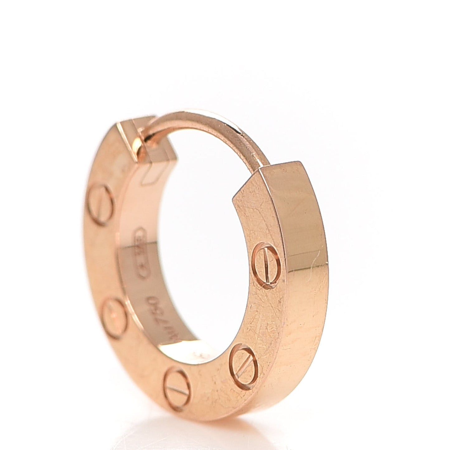 18K Pink Gold Single LOVE Hoop Earring