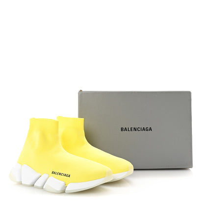 Balenciaga Ribbed Knit Womens Speed 2.0 Transparent Sole Sneakers 39 Yellow 10 of 10