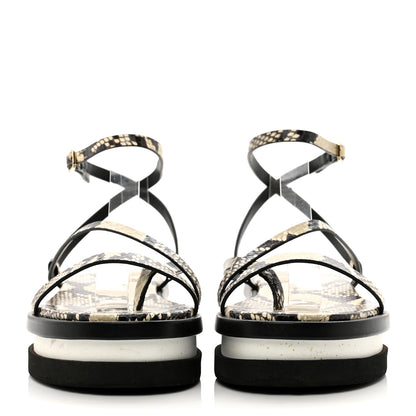Jimmy Choo Snake Embossed Pine Platform Sandals 37.5 Black 2 of 8