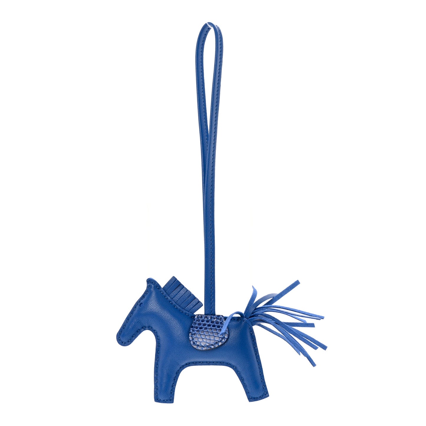 Milo Lambskin Lizard Touch Grigri Rodeo Horse Bag Charm PM Bleu France Bleu Saphir