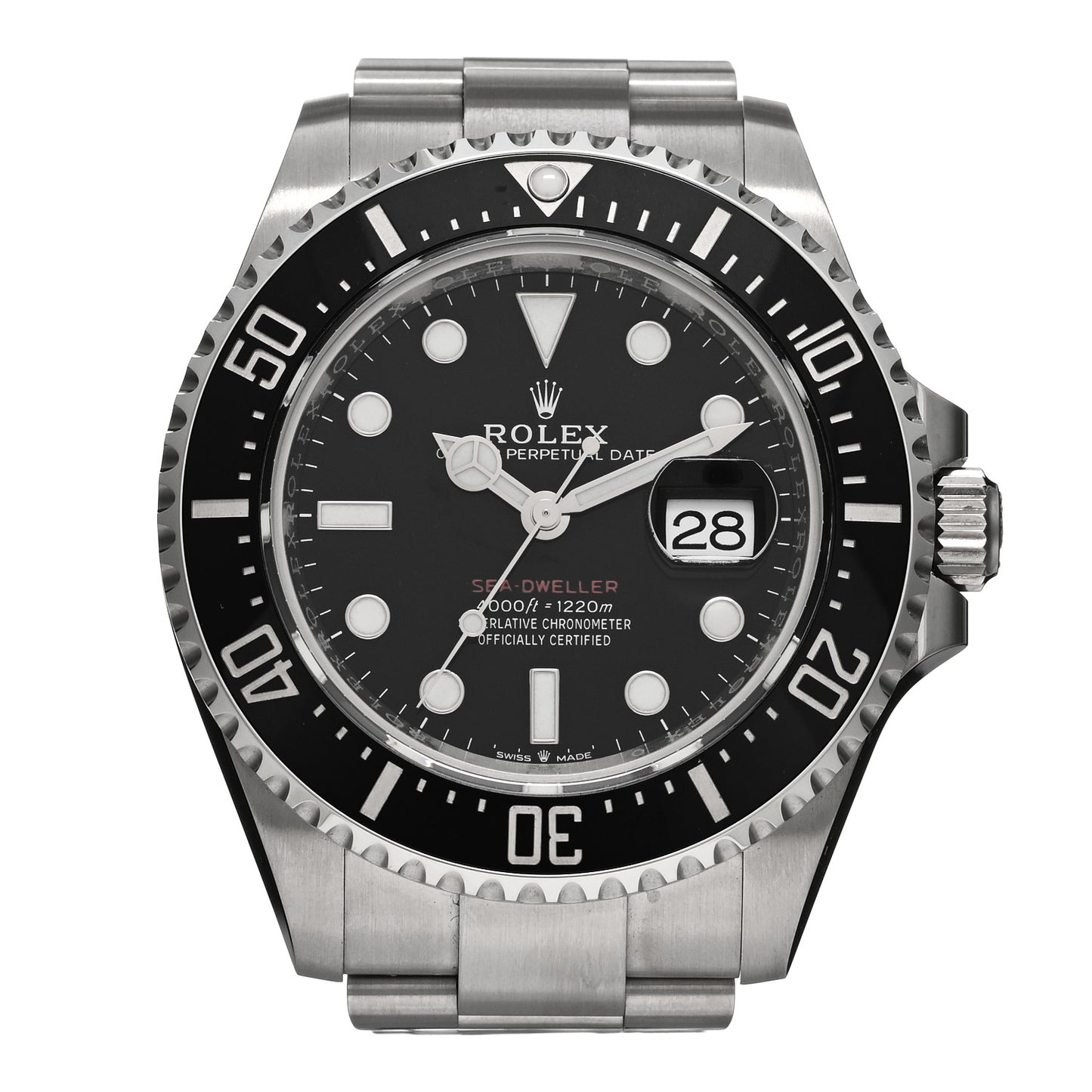 Stainless Steel 43mm Oyster Perpetual Date Sea-Dweller Watch Black 126600