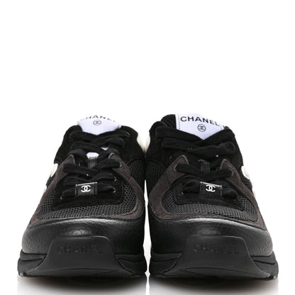 Chanel Mesh Suede Grained Calfskin Womens CC Sneakers 41 Black White 3 of 8