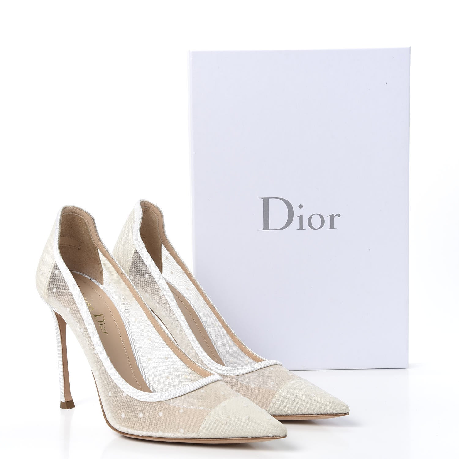 Christian Dior Mesh Plumetis Tulle D-Moi Pumps 38.5 White 9 of 9