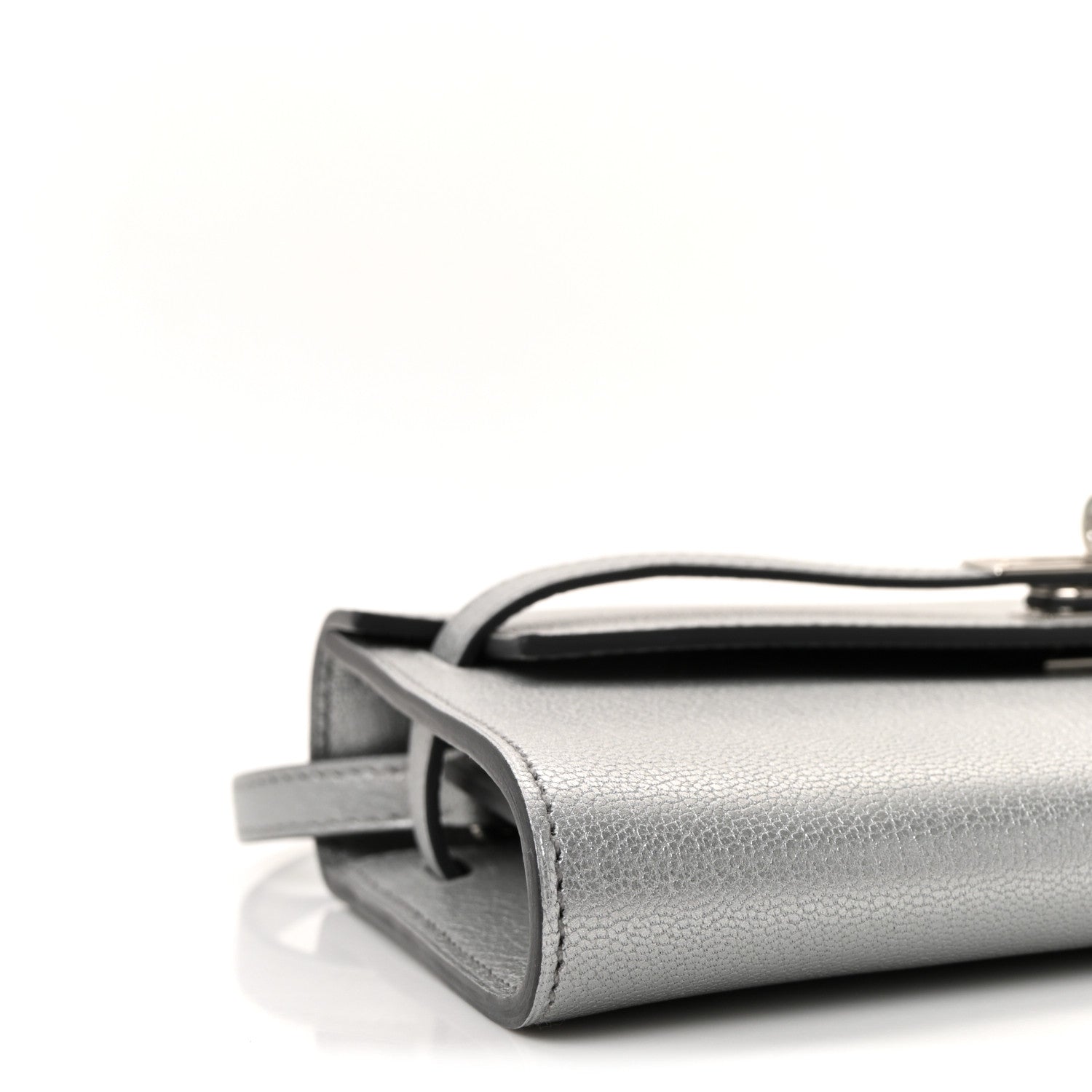 Hermes Metallic Chevre Chamkilight Kelly Wallet To Go Argent