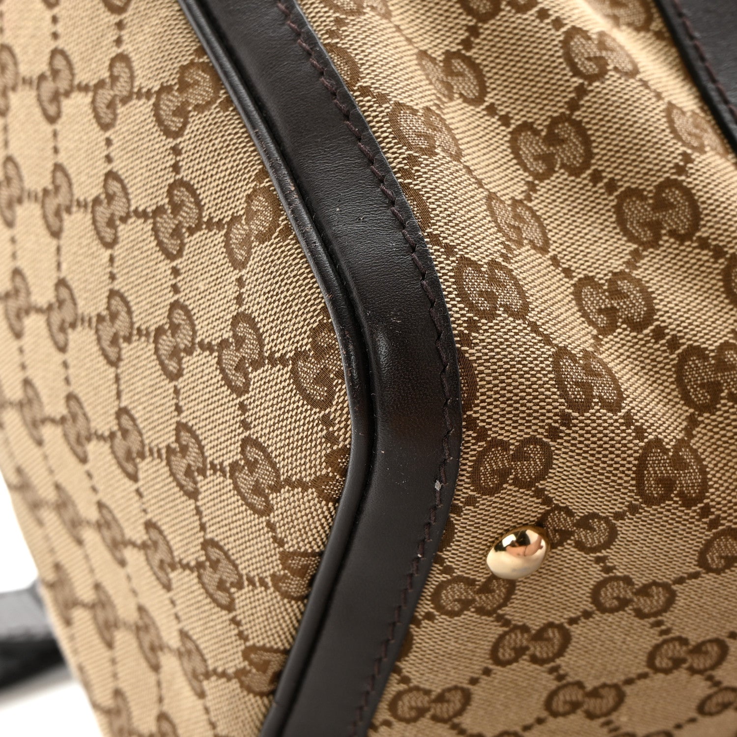Gucci Monogram Selleria Calfskin Vintage Web Medium Boston Beige Ebony Cocoa 12 of 21