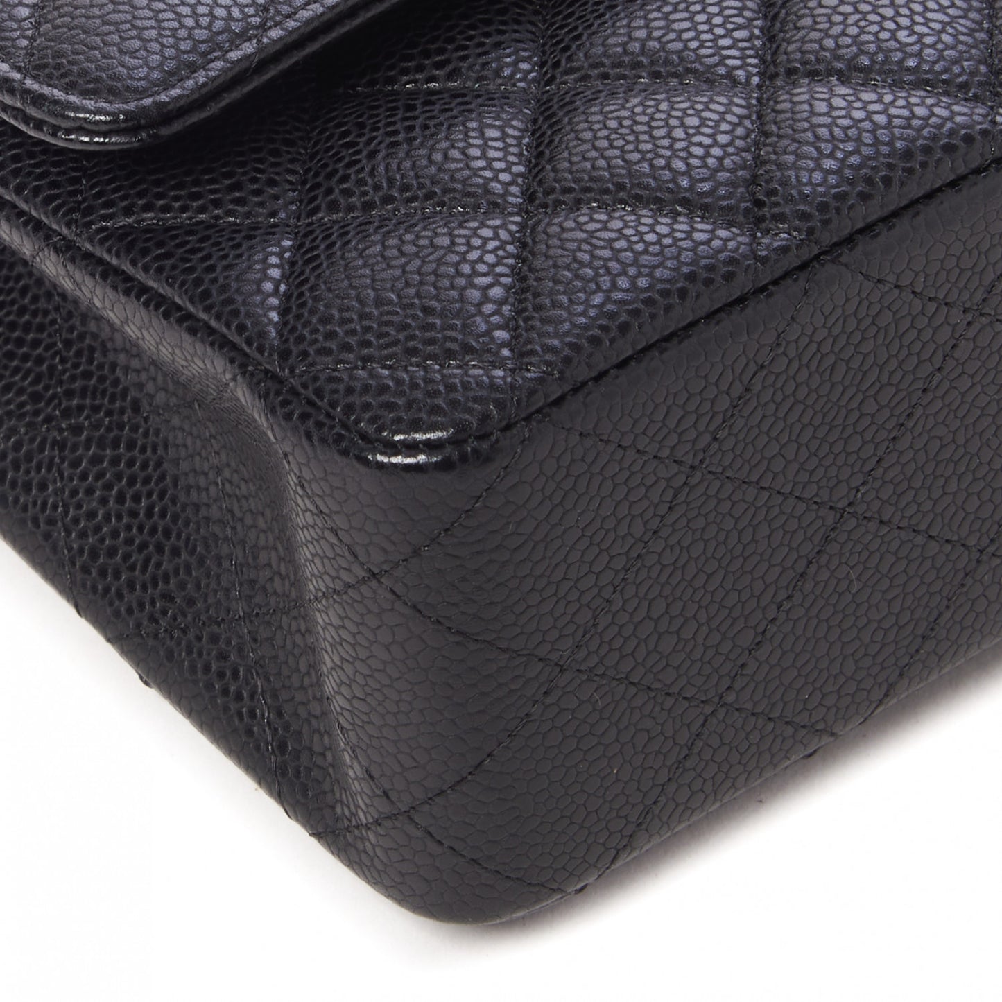 Caviar Quilted Medium Double Flap Black