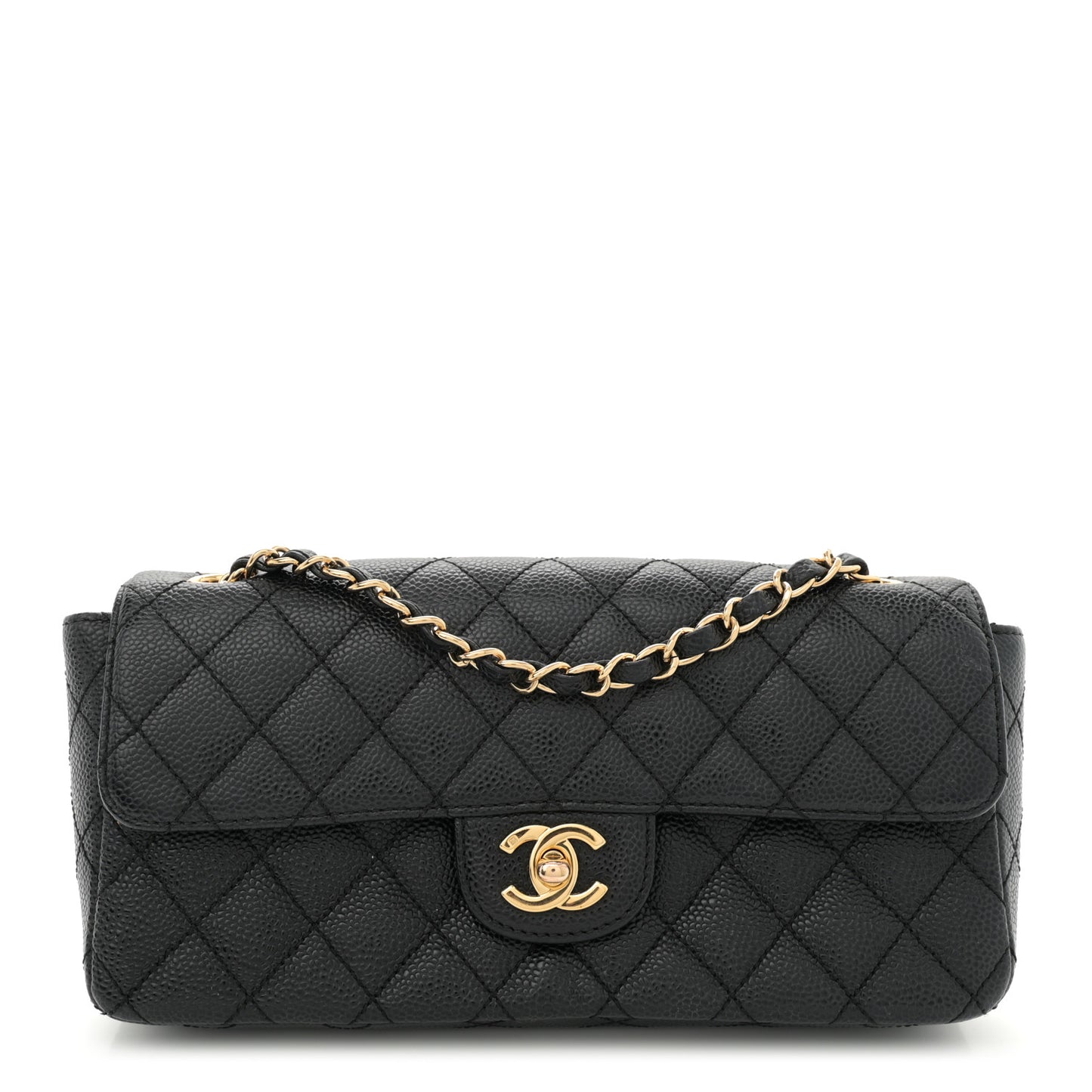 Caviar Quilted East West Flap Black