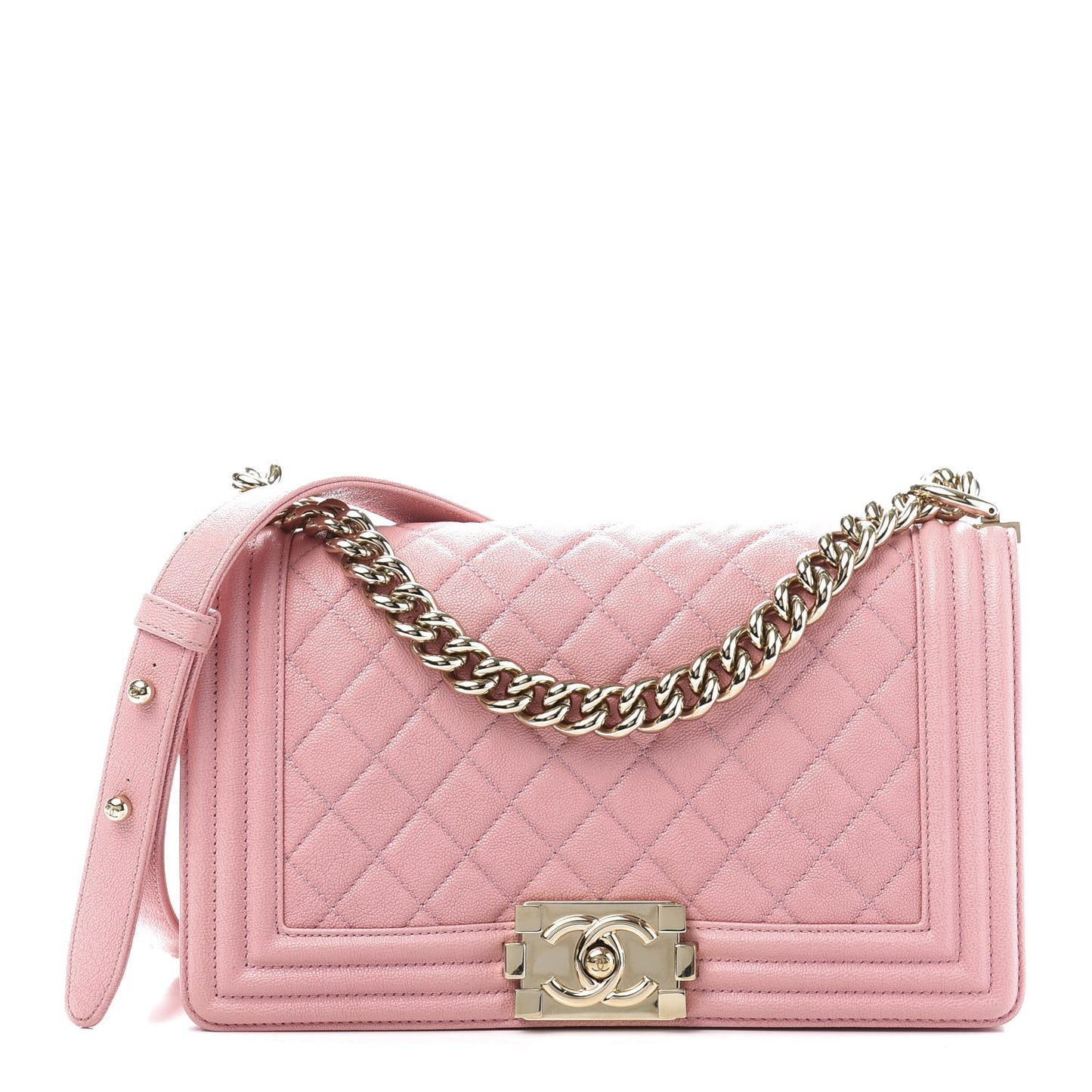 Caviar Quilted Medium Boy Flap Pink