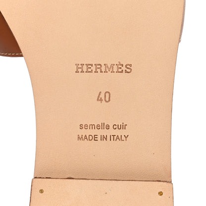 Hermes Box Calfskin Oran Sandals 40 Gold 6 of 11