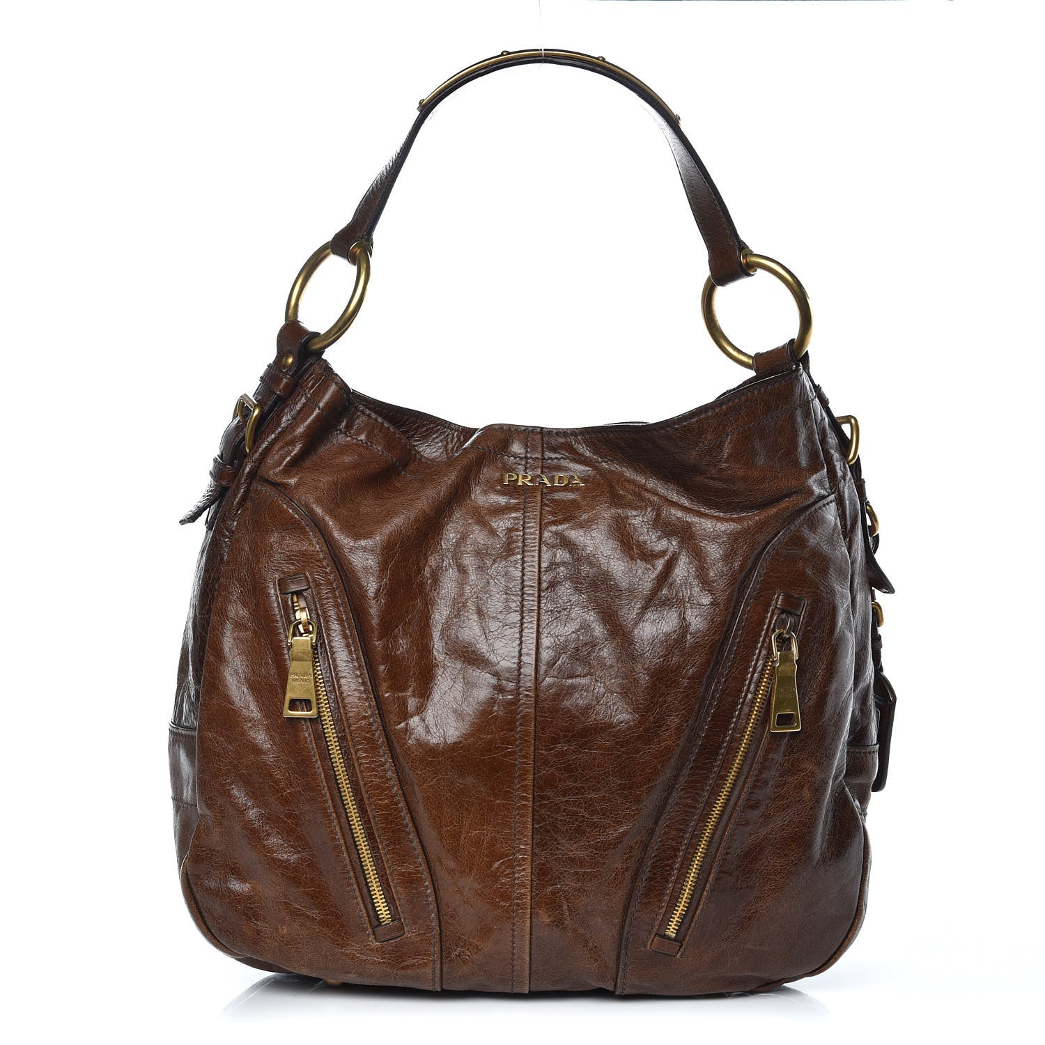 Prada Vitello Shine Hobo Nocciolo 1 of 13