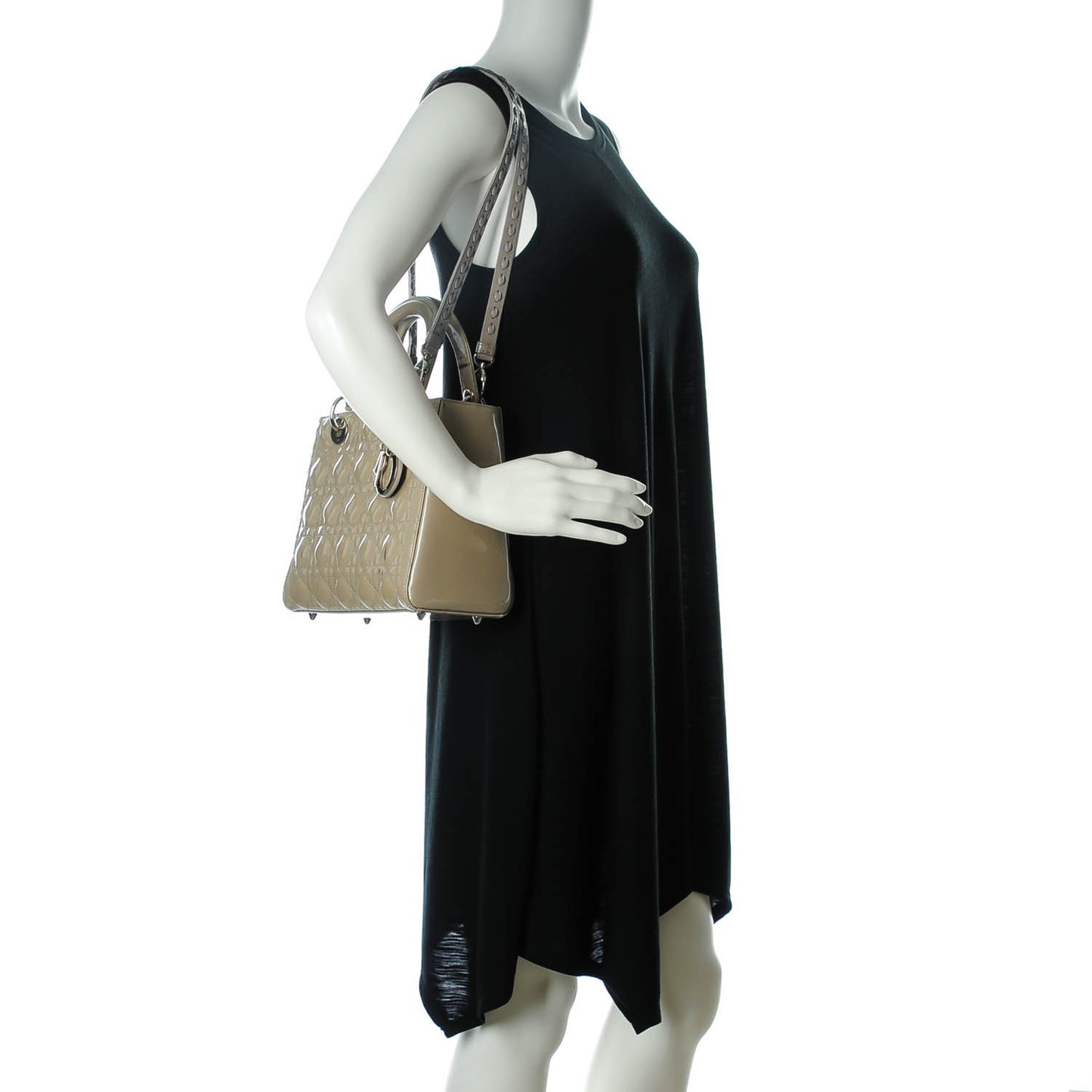 Patent Cannage Medium Lady Dior Grey