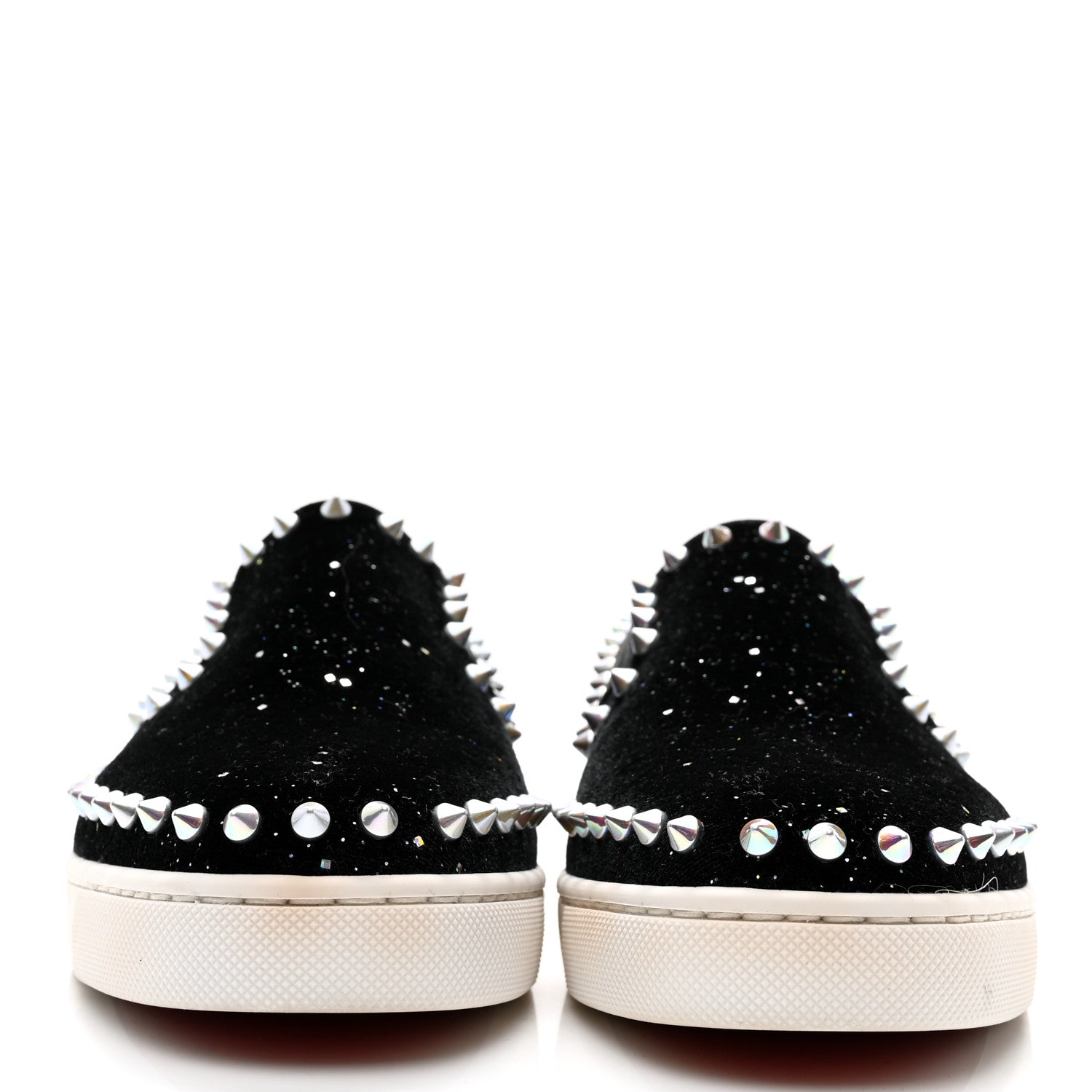 Christian Louboutin Glitter Tennis Spikes Womens Pik Boat Sneakers 35.5 Black Multicolor 2 of 11