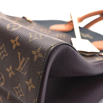 Louis Vuitton Calfskin Monogram Fold Tote MM Black Wine Cream 10 of 11