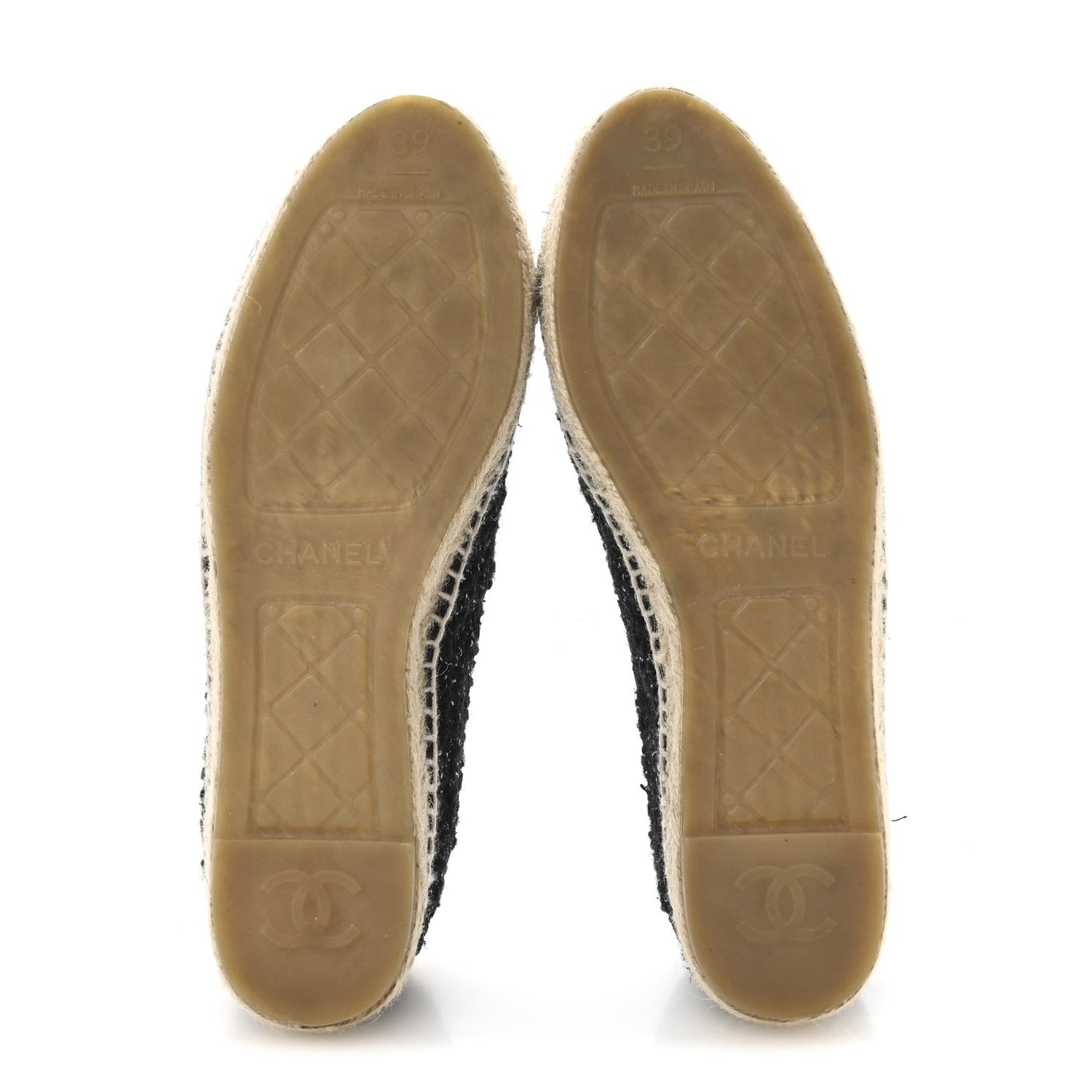 Chanel Metallic Lambskin Tweed CC Espadrilles 39 Black Silver 6 of 10