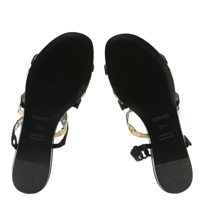 Hermes Metallic Nappa Suede Chaine d'Ancre Nude Sandals 37.5 Black Champagne 6 of 13