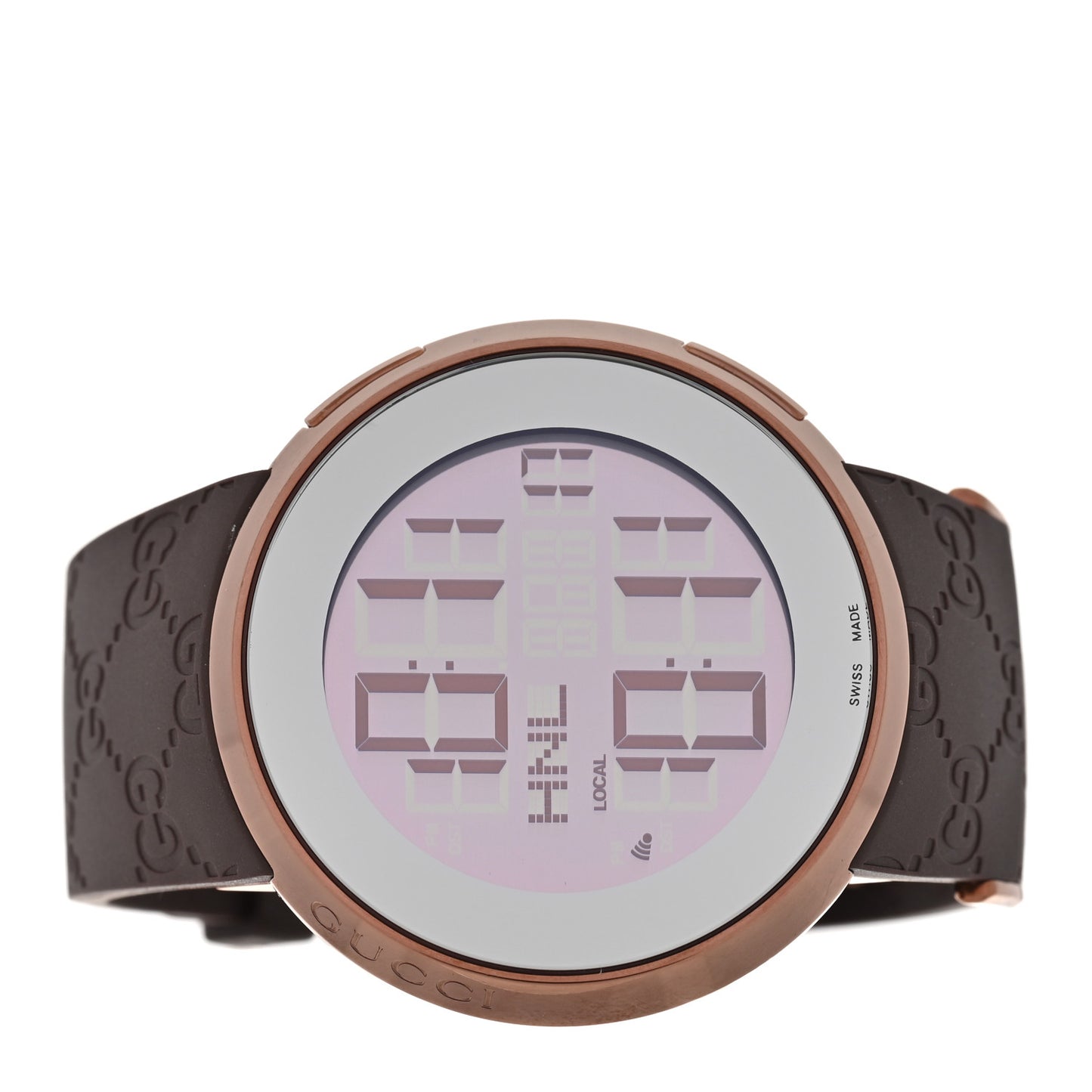 Stainless Steel Rubber 45mm Digital I-Gucci Watch Brown