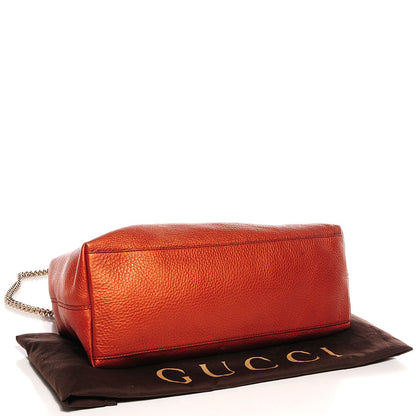 Gucci Metallic Pebbled Calfskin Medium Soho Chain Shoulder Bag Burnt Orange 4 of 9