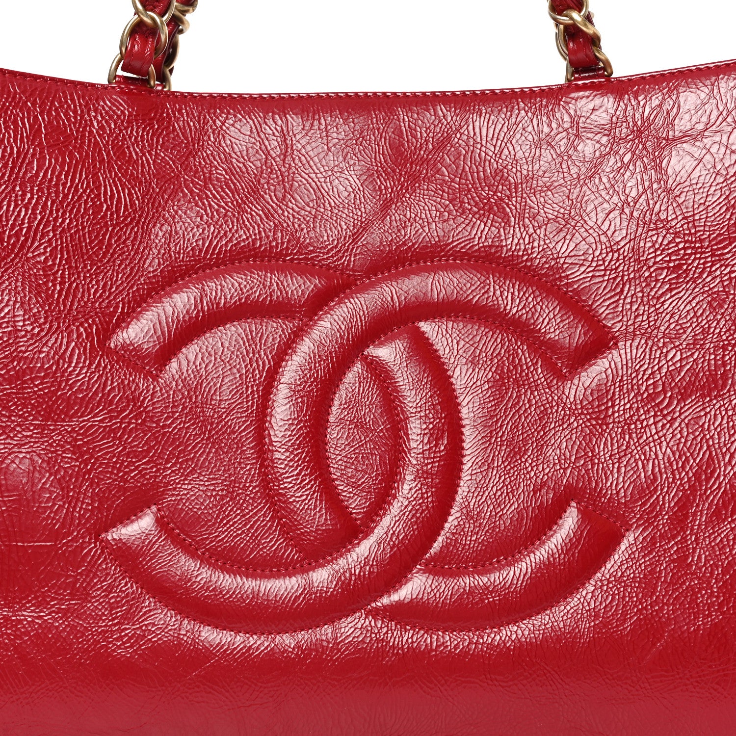 Chanel Shiny Aged Calfskin Shopping Bag Red 8 of 8