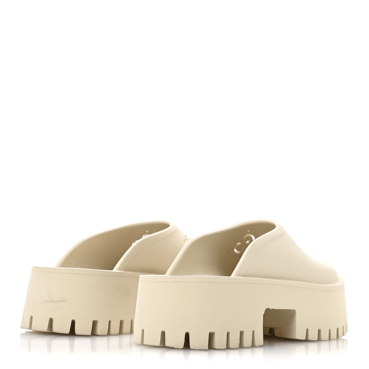 Rubber Monogram GG Go Through Platform Slide Clogs 39 Mystic White