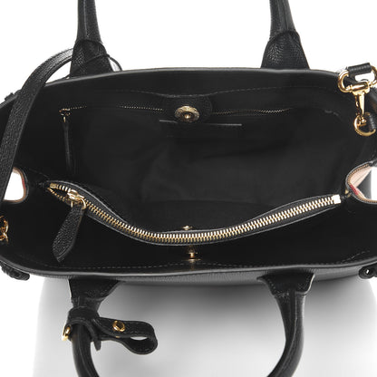 Burberry Grainy Calfskin House Check Medium Banner Tote Black 6 of 8