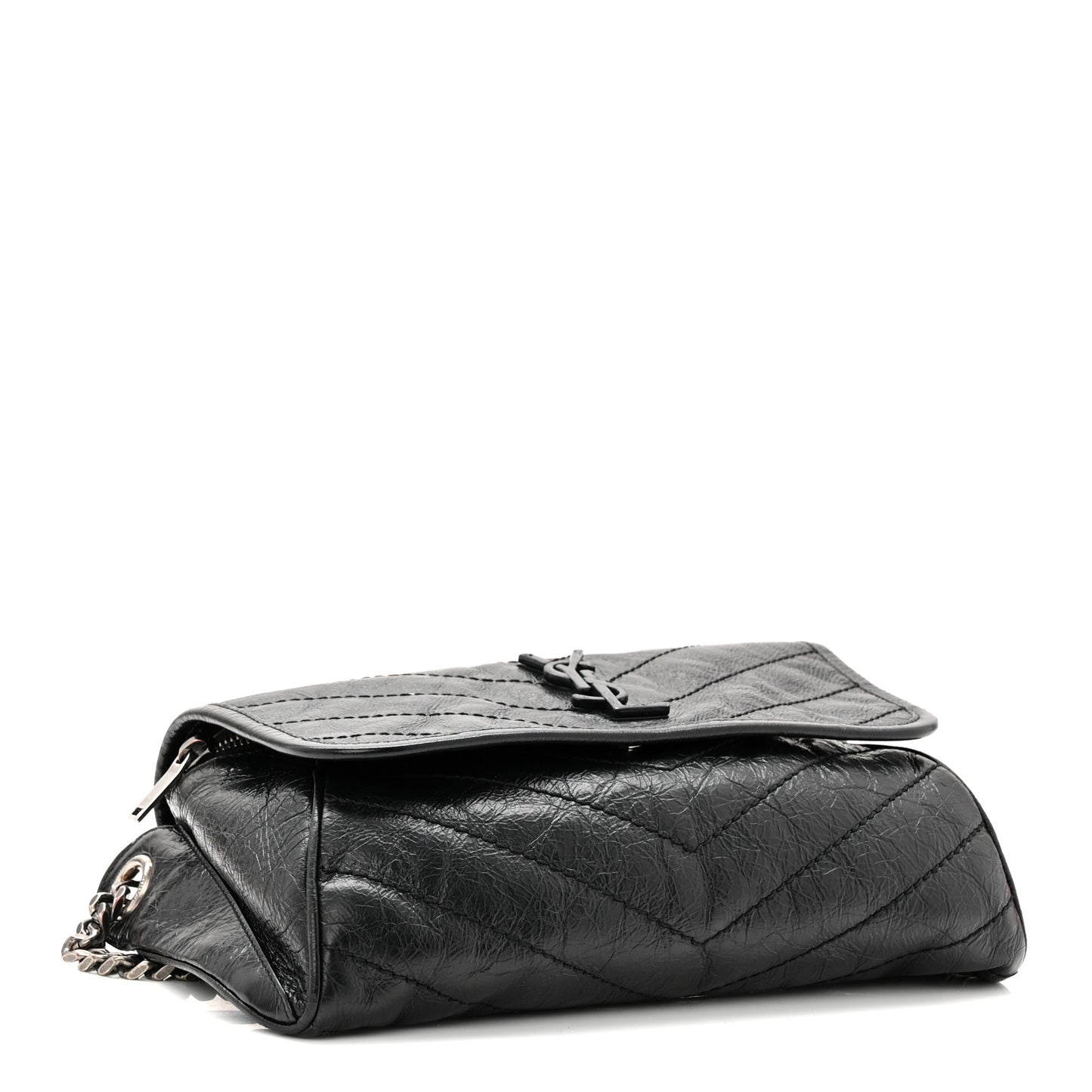 Crinkled Calfskin Matelasse Monogram Niki Body Bag Black
