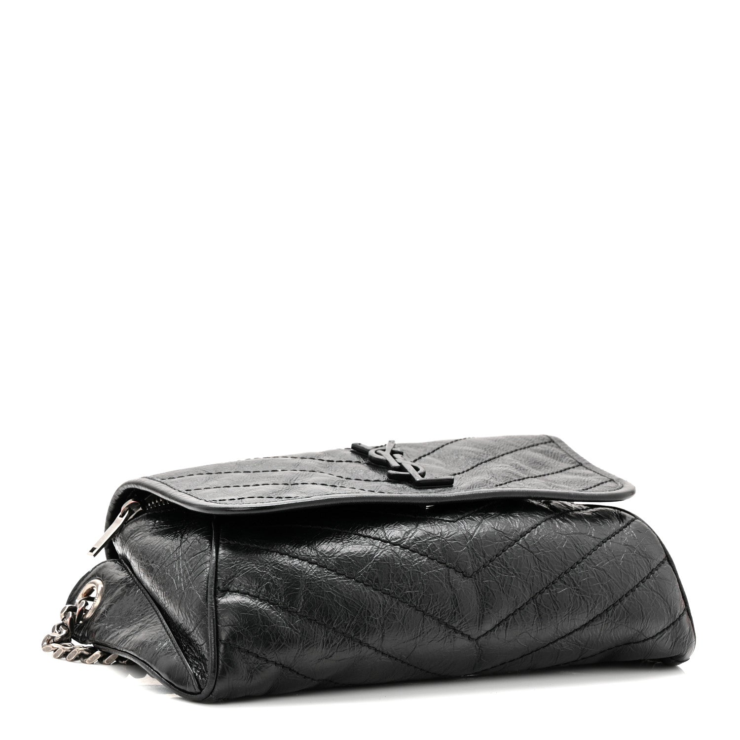 Saint Laurent Crinkled Calfskin Matelasse Monogram Niki Body Bag Black 4 of 11