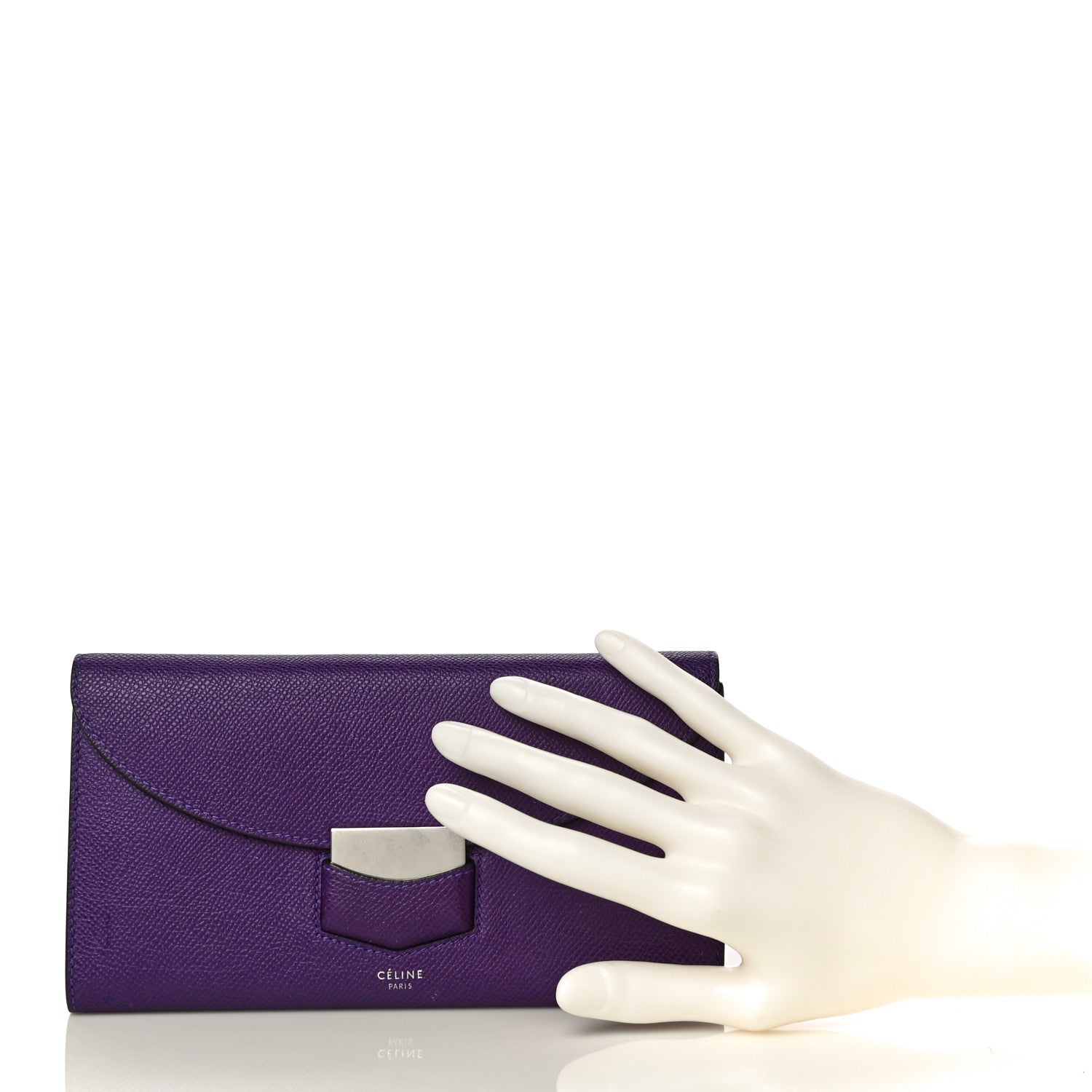 Celine Grained Calfskin Large Trotteur Multifunction Flap Wallet Purple 2 of 14
