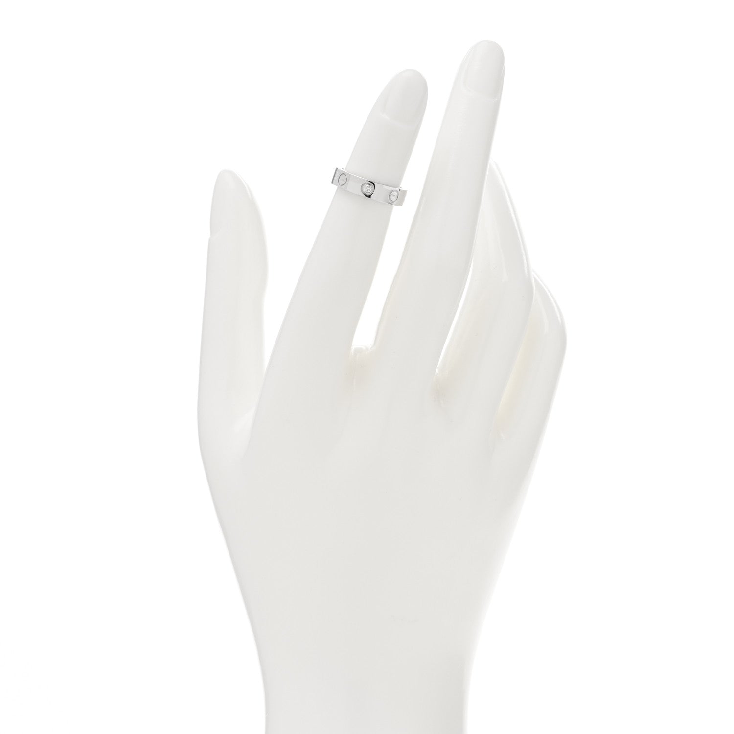 Cartier 18K White Gold Diamond 4mm LOVE Wedding Band Ring 45 3.25 2 of 4