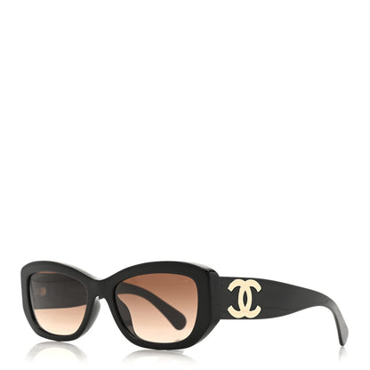 Chanel Acetate Rectangle Sunglasses 5493-A Black Brown 1 of 7
