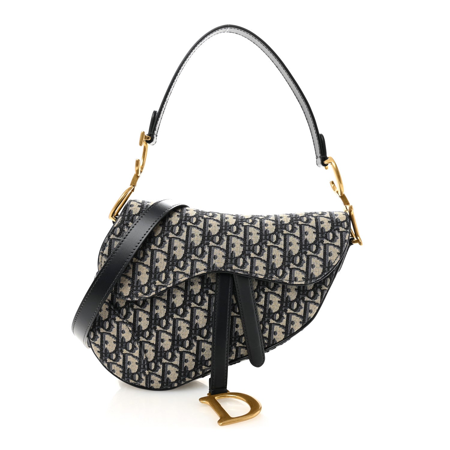 Christian Dior Oblique Saddle Bag With Strap Blue 1 of 10