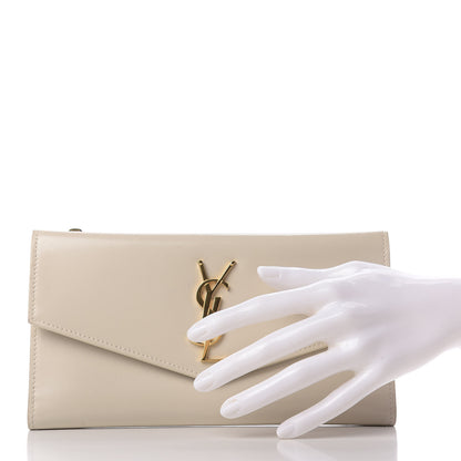 Saint Laurent Smooth Shiny Calfskin Monogram Uptown Wallet Crema Soft 2 of 12