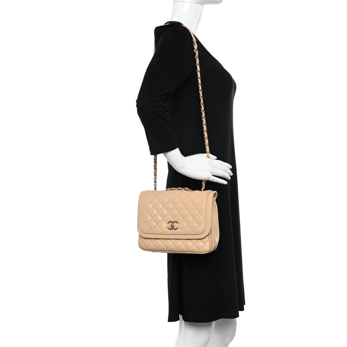 Lambskin Quilted Medium Lovely Day Flap Beige