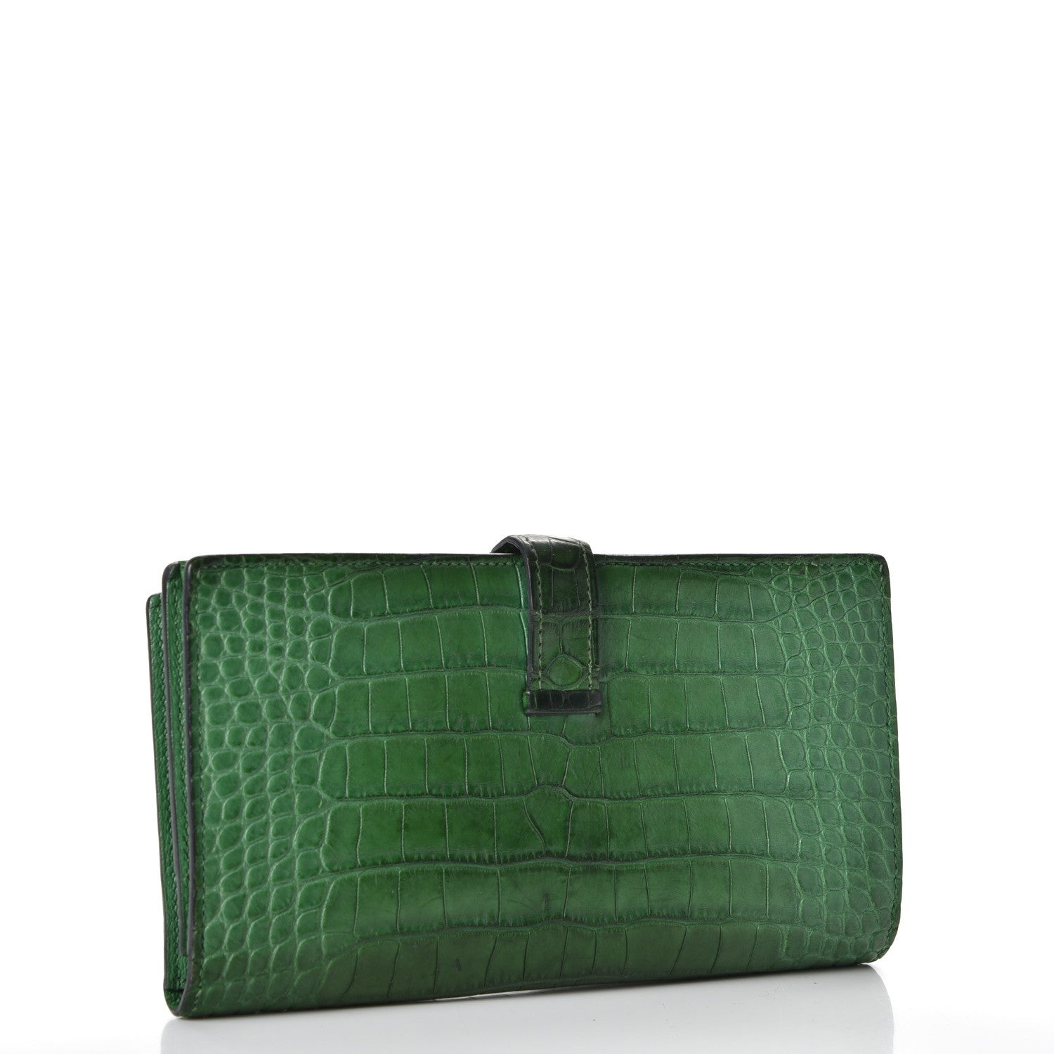 Hermes Matte Alligator Bearn H Wallet Cactus 3 of 8