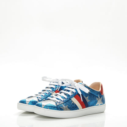 Gucci Lurex Starry Sky Sylvie Web New Ace Sneakers 37 Bluette Silver 3 of 8