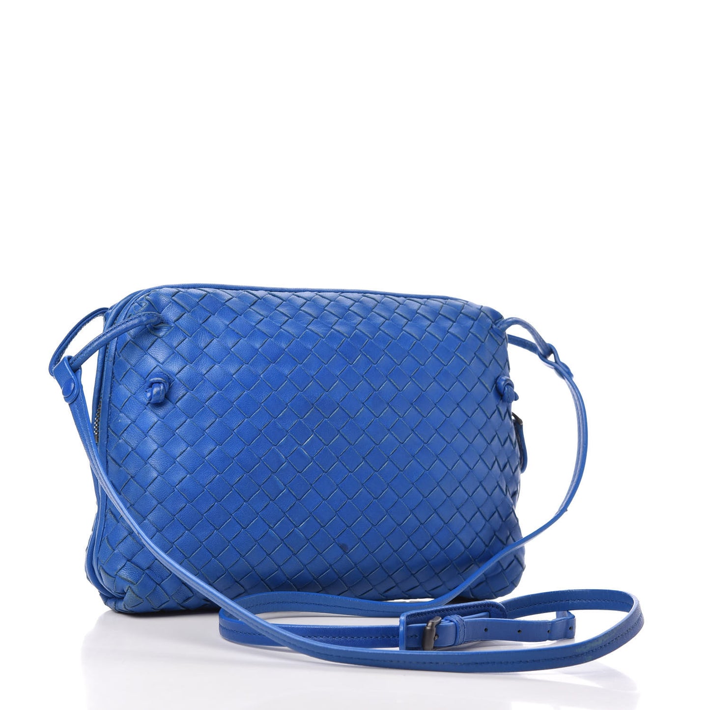 Nappa Intrecciato Pillow Crossbody Messenger Signal Blue