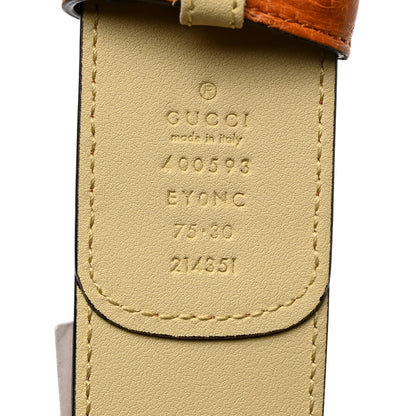 Gucci Ostrich Snakeskin Double G 40mm Belt 75 30 Gold Cloud Butter Ivory Paradise Cloud 3 of 5