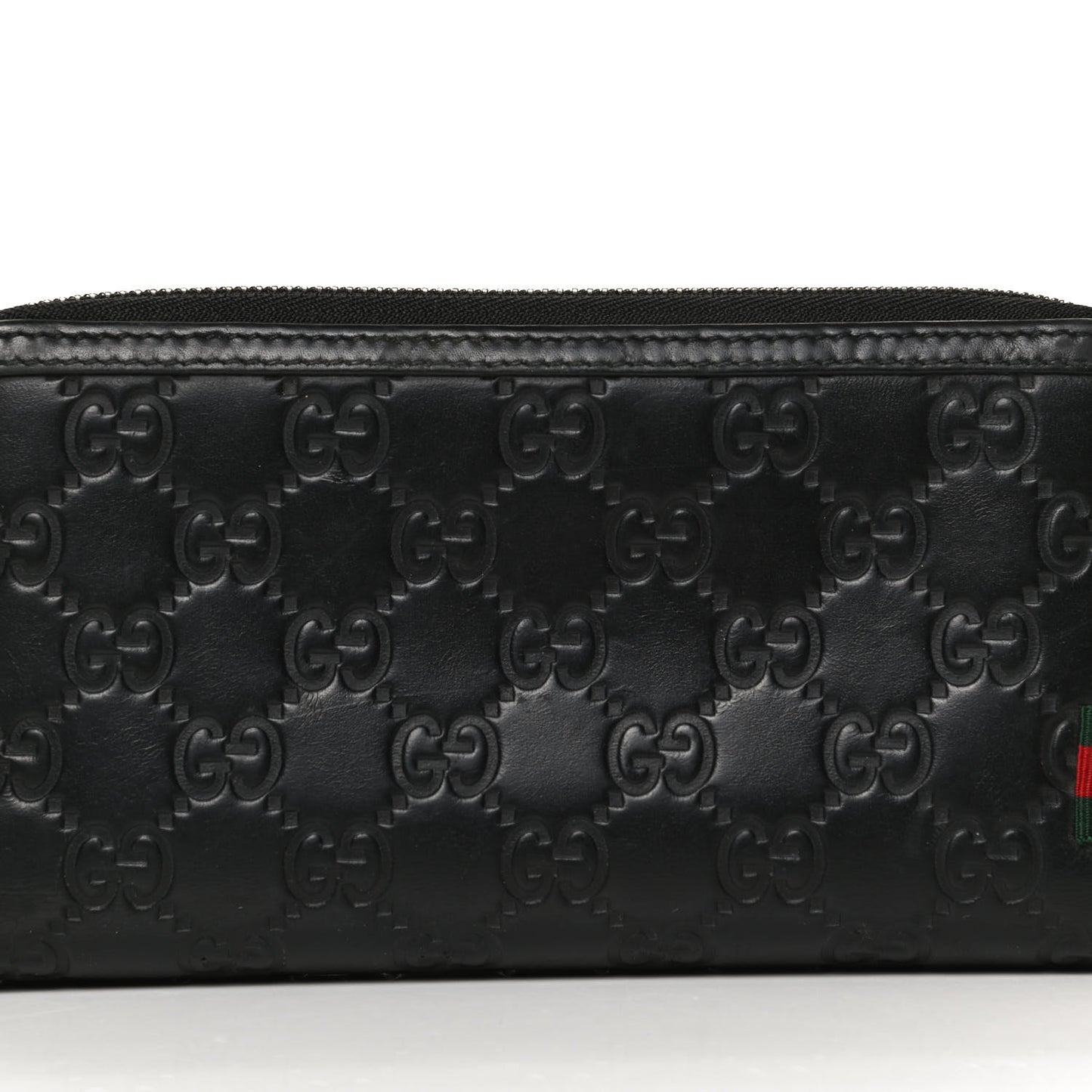 Guccissima Large Double Zip Around Wallet Black