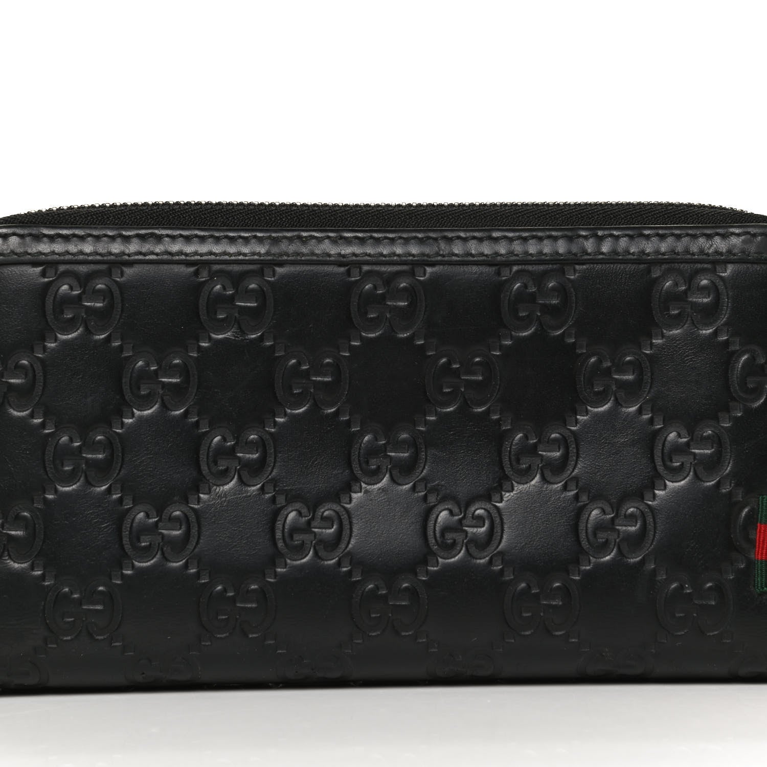 Gucci Guccissima Large Double Zip Around Wallet Black 7 of 11