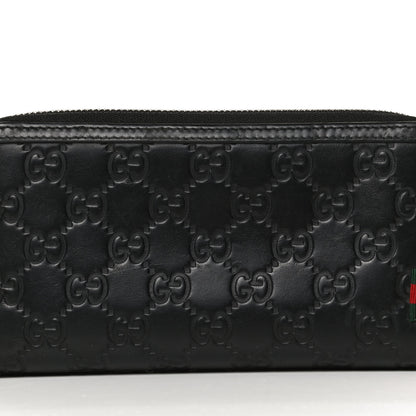 Gucci Guccissima Large Double Zip Around Wallet Black 7 of 11