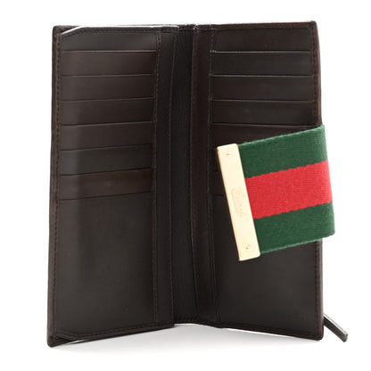 Gucci Monogram Calfskin Ladies Web Continental Wallet Beige Ebony Cocoa 5 of 8