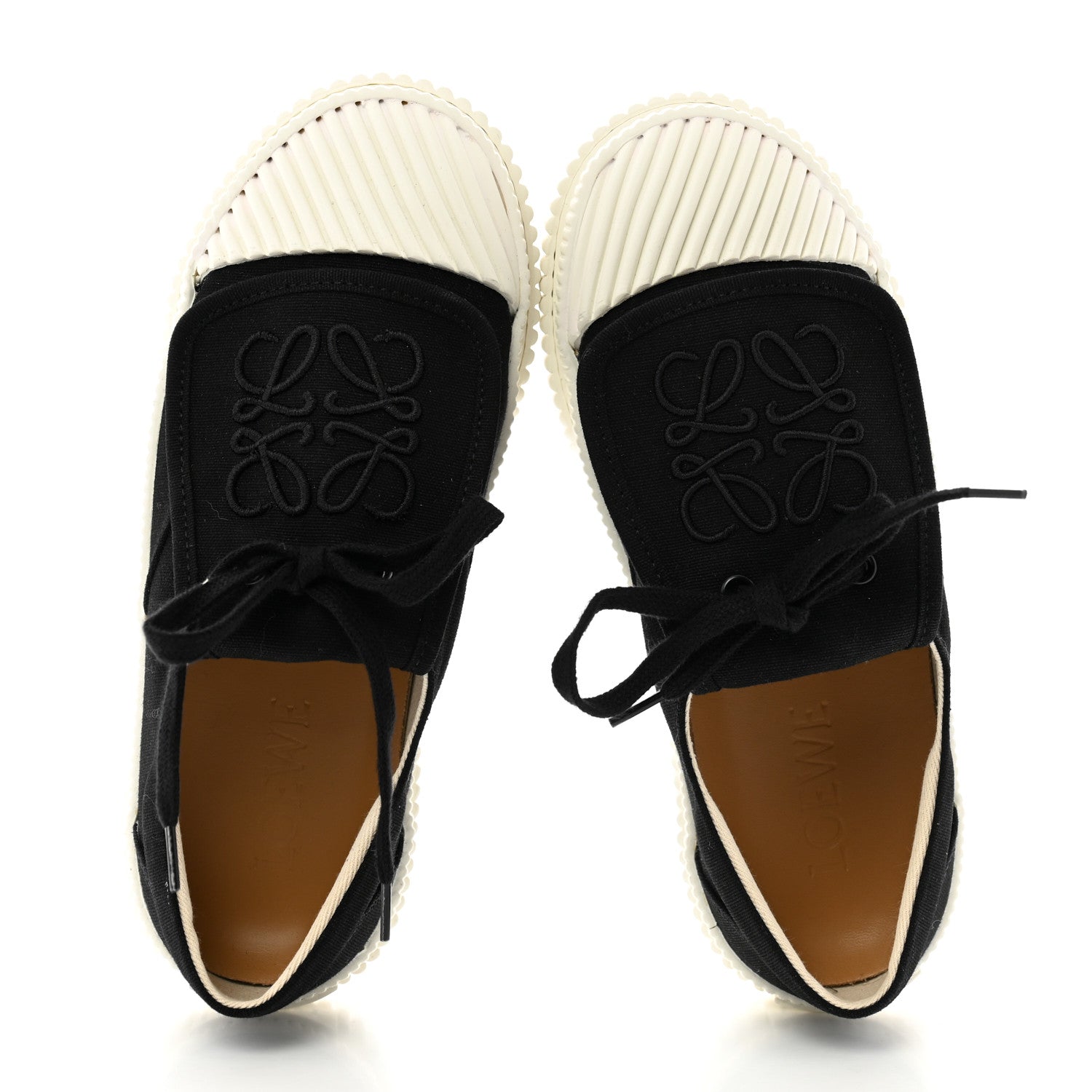 Loewe Jacquard Anagram Calfskin Flap Sneakers 35 Black 2 of 11