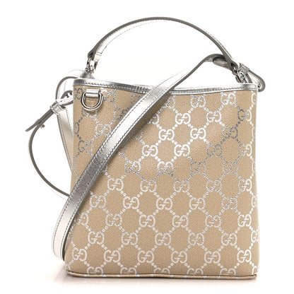 Gucci GG Supreme Monogram Emblem Small Shoulder Bag Beige Ebony Silver 1 of 9