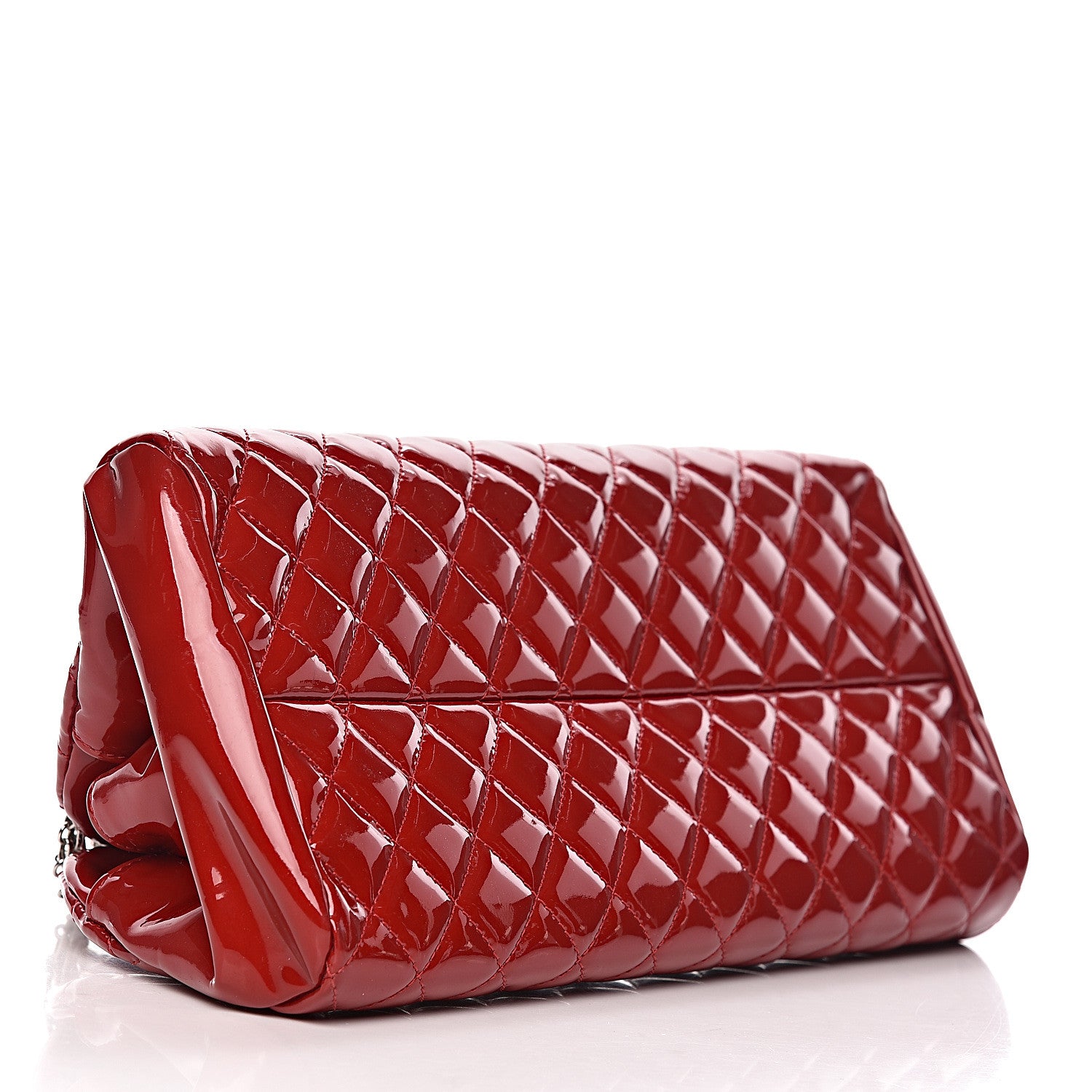 Chanel Patent Quilted Medium Just Mademoiselle Bowling Bag Red 4 of 12