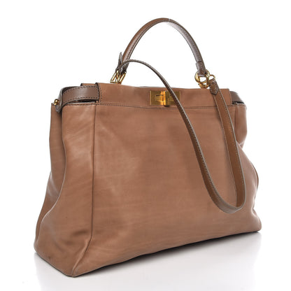 Fendi Vitello Saddle Large Peekaboo Iconic Satchel Moro 4 of 19