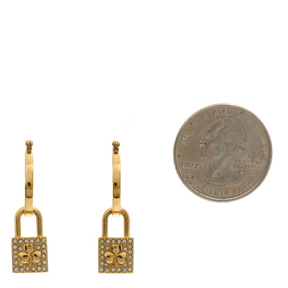Christian Dior Crystal Lucky Padlock Earrings Gold 2 of 4
