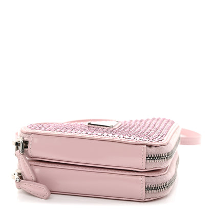 Prada Satin Crystal Mini Triangle Crossbody Pouch Alabastro 4 of 13