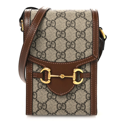 Gucci GG Supreme Monogram Mini Horsebit 1955 Crossbody Bag Beige Brown Sugar 1 of 11