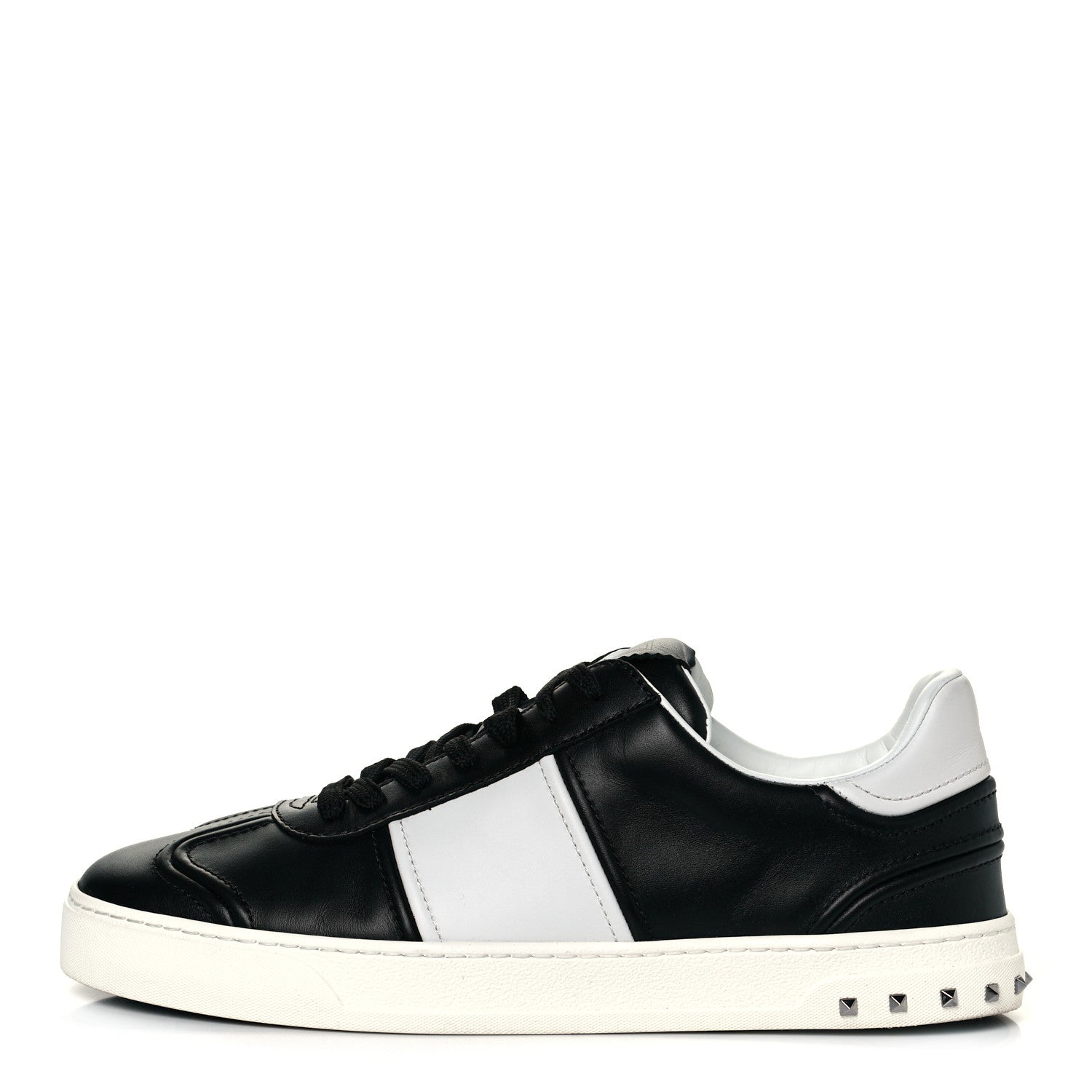 Valentino Garavani Calfskin Mens Rockstud Flycrew Sneakers 41 Black White 1 of 10